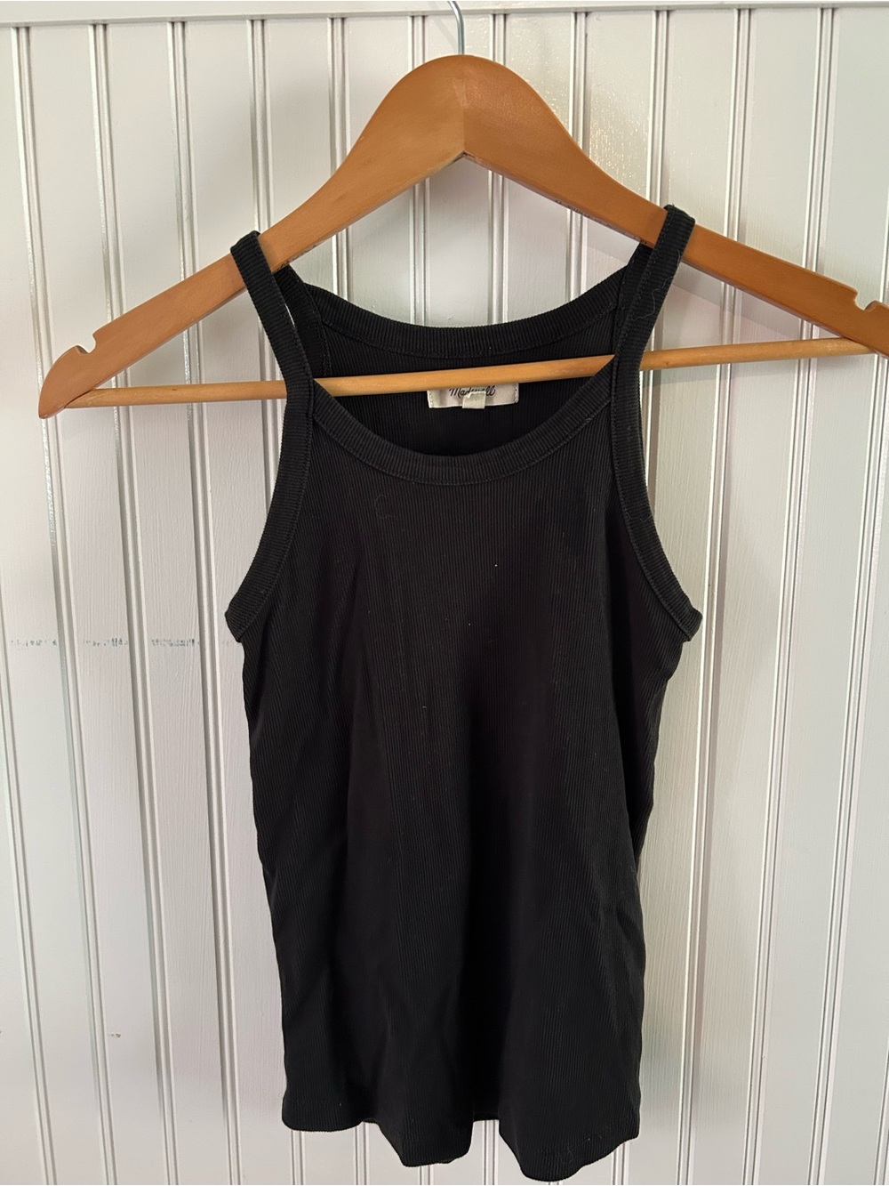 Madewell Black Ribbed Scoop-Neck Tank